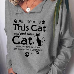 Womens Cat Lover Casual Sweatshirt, Hoodies&Sweatshirts, Lilicloth.com