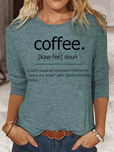 Womens Funny Coffee Definition Casual Top, Long sleeves, Lilicloth.com