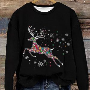 Gorgeous Christmas Reindeer Christmas Casual Sweatshirt, Hoodies&Sweatshirts, Lilicloth.com