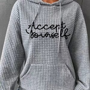 Accept Yourself Simple Loose Hoodie, Hoodies&Sweatshirts, Lilicloth.com