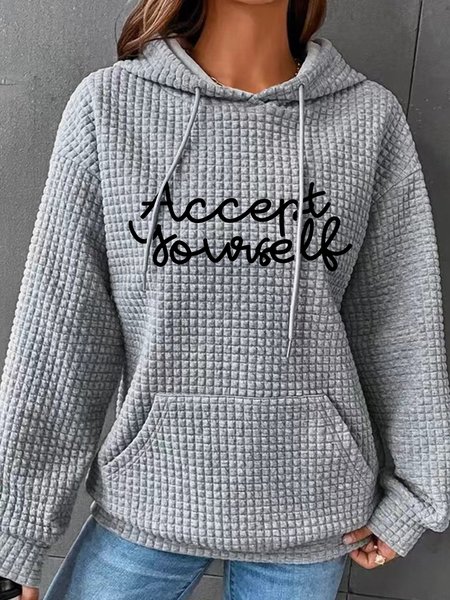 Accept Yourself Simple Loose Hoodie, Hoodies&Sweatshirts, Lilicloth.com