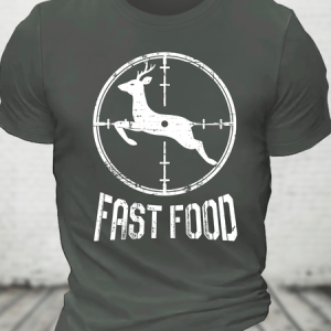 Men's Funny Fast Food Hunting Tee Cotton T-Shirt, T-shirts, Lilicloth.com