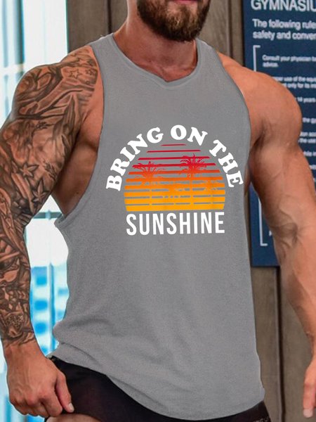 Men Bring On The Sunshine Casual Crew Neck Knit, Tank Tops, Lilicloth.com