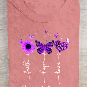 Women's Faith Hope Love Alzheimer's Awareness Cotton T-Shirt, T-shirts, Lilicloth.com