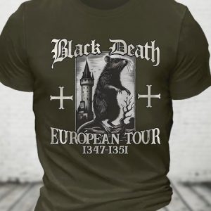 Black Death Print Cotton T-shirt, T-shirts, Lilicloth.com