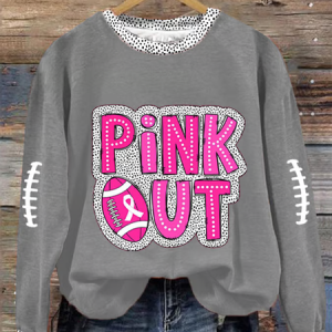 Women's Pink Out Football Breast Cancer Printed Sweatshirt, Hoodies&Sweatshirts, Lilicloth.com