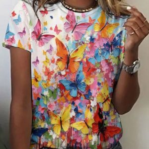 Cotton Casual Floral T-Shirt, T-shirts, Lilicloth.com