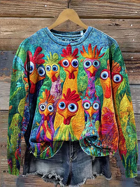 Women Turkey Crew Neck Casual Spring/Fall Long Sleeve Sweatshirt, JustFashionNow Sweatshirts & Hoodies, color:Blue|size:XXL,
