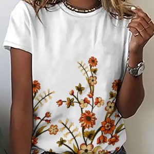 Lilicloth x Iqs Women's Floral Print T-Shirt, T-shirts, Lilicloth.com