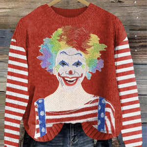 Cologne Carnival Joker Round Neck Sweater, Sweaters, Lilicloth.com