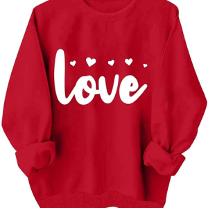 Casual Loose Heart/Cordate Crew Neck Sweatshirt, Hoodies&Sweatshirts, Lilicloth.com