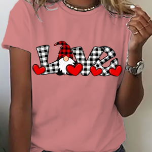 Love-Valentine Gnome Cotton T-Shirt, T-shirts, Lilicloth.com
