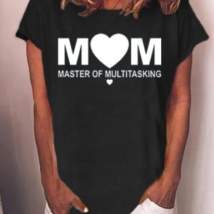 Women's Mom Master Of Multitasking Crew Neck Short Sleeve T-Shirt, T-shirts, Lilicloth.com