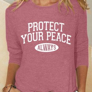 Protect Your Peace Casual Long Sleeve Shirt, Long sleeves, Lilicloth.com