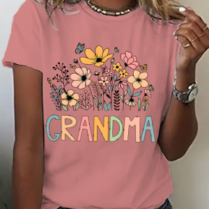 Granny Retro Floral Cotton T-Shirt, T-shirts, Lilicloth.com