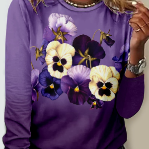 Alzheimer's Casual Crew Neck 3D Printing Regular Fit Blouse, Long sleeves, Lilicloth.com