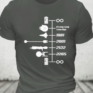 Sci-Fi Timeline Graphic Cotton T-Shirt, T-shirts, Lilicloth.com