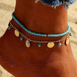 2pcs Stackable Beaded Disc Bohemian Summer Beach Anklets Set, women Anklet, ChicMe catalog