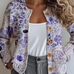 Loose Knitted Casual Crew Neck Cardigan, Cardigans, Lilicloth.com