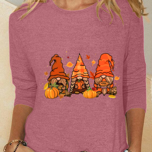 Gnomes Fall Cute Gnome Casual Long Sleeve Shirt, Long sleeves, Lilicloth.com