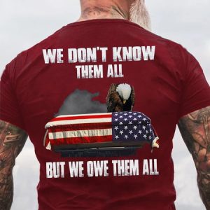Women's We Don’t Know Them All But We Owe Them All Casual Letters Veteran Crew Neck T-Shirt, T-shirts, Lilicloth.com