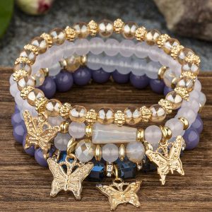 1pc Crystal Stone Beaded Butterfly Multi-Layer Bracelet, women Bracelet, ChicMe catalog