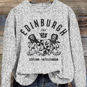 Edinburgh Scottish round neck sweater, Sweaters, Lilicloth.com