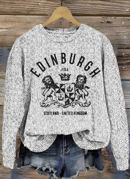 Edinburgh Scottish round neck sweater, Sweaters, Lilicloth.com