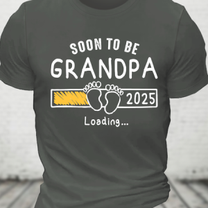 Soon To Be Grandpa 2025 Loading Cotton T-Shirt, T-shirts, Lilicloth.com