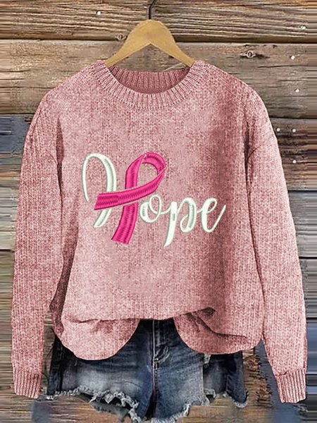 Hope Breast Cancer Awareness Pullover Sweater, Cardigans, Lilicloth.com