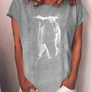 Print Women's Cotton-Blend T-Shirt, T-shirts, Lilicloth.com