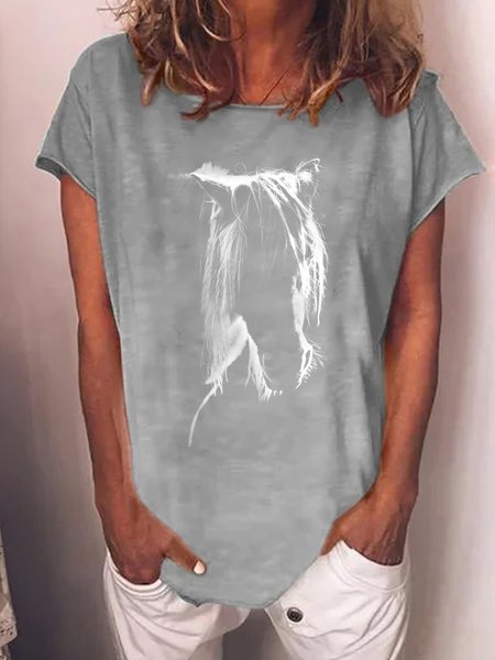 Print Women's Cotton-Blend T-Shirt, T-shirts, Lilicloth.com