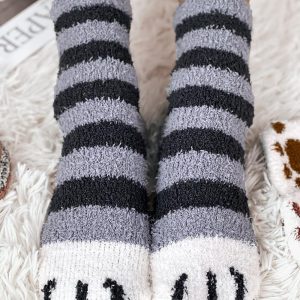 1Pair Fluffy Cozy Animal Stripe Fuzzy Socks, women Socks, ChicMe catalog