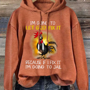 Let God Fix It Text Letters Loose Casual Hoodie, Hoodies&Sweatshirts, Lilicloth.com