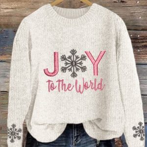 Christmas Snowflake Round Neck Sweater, Sweaters, Lilicloth.com