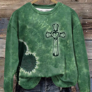 Women's Crew Neck Tie Dye Printing Casual Spring/Fall Long Sleeve Sweatshirt, JustFashionNow Sweatshirts & Hoodies, color:Green|size:XXL,