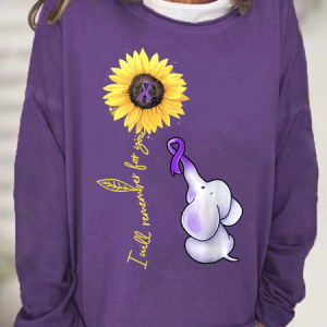 Elephant I Will Remember For You Sunflower Alzheimer Casual Sweatshirt, Hoodies&Sweatshirts, Lilicloth.com