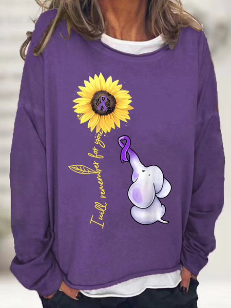 Elephant I Will Remember For You Sunflower Alzheimer Casual Sweatshirt, Hoodies&Sweatshirts, Lilicloth.com