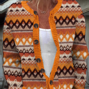 Women's Autumn Art Print Knit Cardigan, Cardigans, Lilicloth.com