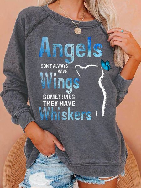 Womens ANGELS DON'T ALWAYS HAVE WINGS SOMETIMES THEY HAVE WHISKERS Casual Sweatshirt, Hoodies&Sweatshirts, Lilicloth.com