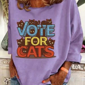 Vote For Cats Casual Sweatshirt, Hoodies&Sweatshirts, Lilicloth.com