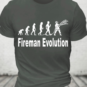 Evolution To Fireman Cotton T-Shirt, T-shirts, Lilicloth.com