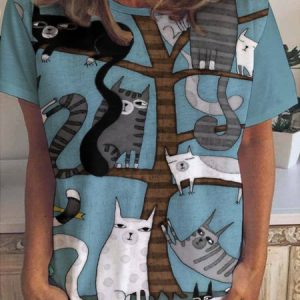 Cat Tree Women's Short Sleeve T-shirt, T-shirts, Lilicloth.com
