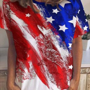 American Flag Women's Short Sleeve T-Shirt, T-shirts, Lilicloth.com