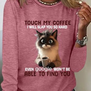 Touch My Coffee Casual Long Sleeve Shirt, Long sleeves, Lilicloth.com