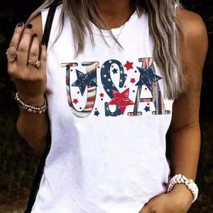 WOMEN'S USA STAR PRINT TANK TOPS, Tank Tops, Lilicloth.com