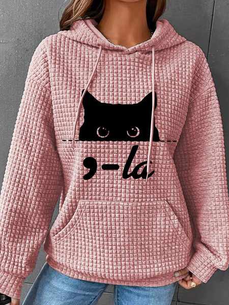 La Cat Lover Kamala Harris Simple Loose Hoodie, Hoodies&Sweatshirts, Lilicloth.com