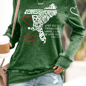 Retro Southeast Strong When You Go Through Deep Waters, I Will Be With You Isaiah 43:2 Tennessee Georgia, South Carolina, North Carolina, , Virginia, Florida Print Sweatshirt, Hoodies&Sweatshirts, Lilicloth.com