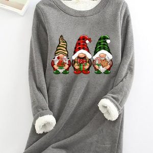 Christmas Gnomes Buffalo Plaid Casual Fluff Fleece Fabric Sweatshirt, Hoodies&Sweatshirts, Lilicloth.com