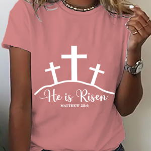 He Is Risen He Is Risen Matthew 28 6 Christian Easter Cotton T-Shirt, T-shirts, Lilicloth.com